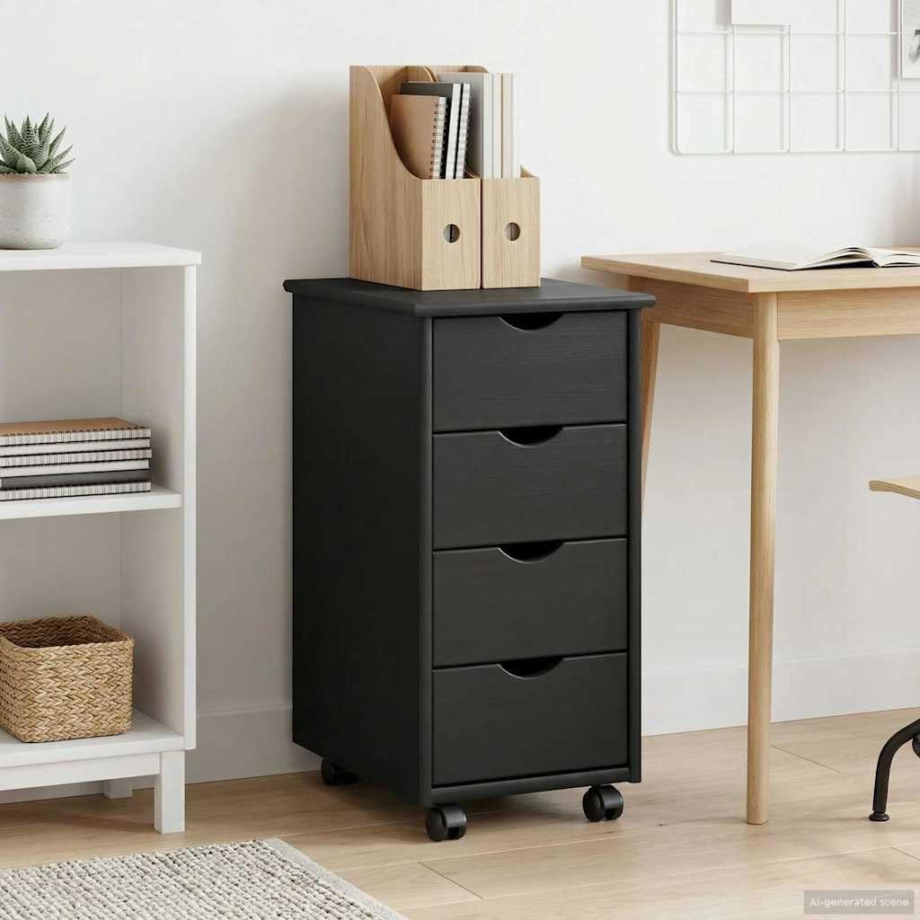vidaXL Rollschrank 34 x 39 x 65,5 cm Massivholz Kiefer Grau, Grau
