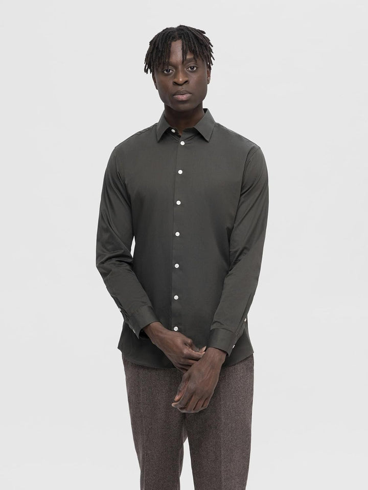 SELETED HOMME Herren Slhslimethan Shirt Ls Classic Noos Hemd S Forest Night/Detail:w. Black, S Fores