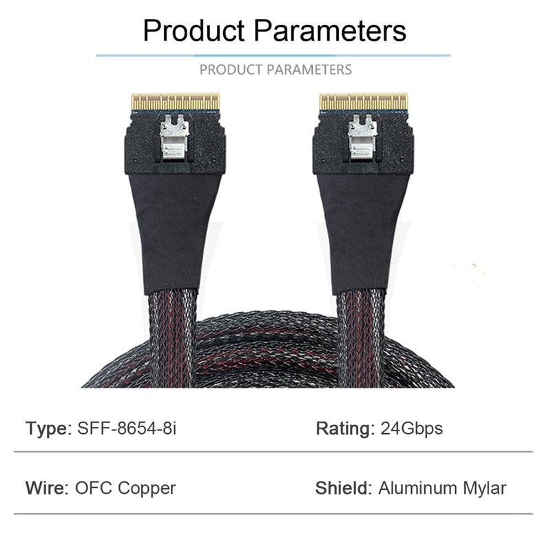 NFHK PCI-E Slimline SAS 4.0 SFF-8654 8i 74pin Host auf SFF-8654 74pin Slim SAS Target Kabel 50cm SFF