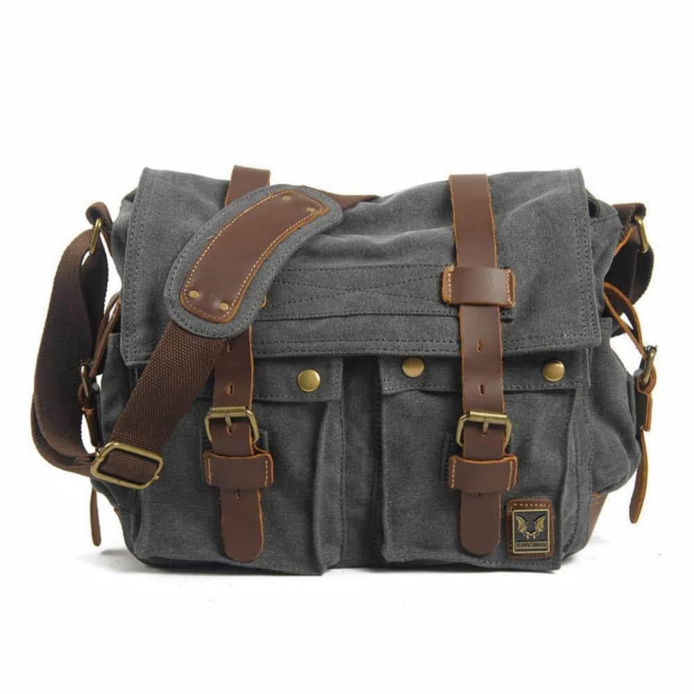 Eysee® Herren Canvas Schultertasche Umhängertasche 33cm (L) X 27cm(H) X 11cm(W) (Grau), Grau