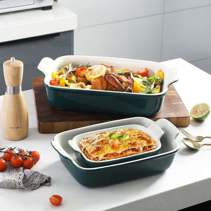 Sweejar Home Backgeschirr-Set aus Porzellan zum Kochen, rechteckige Auflaufform aus Keramik, Lasagne