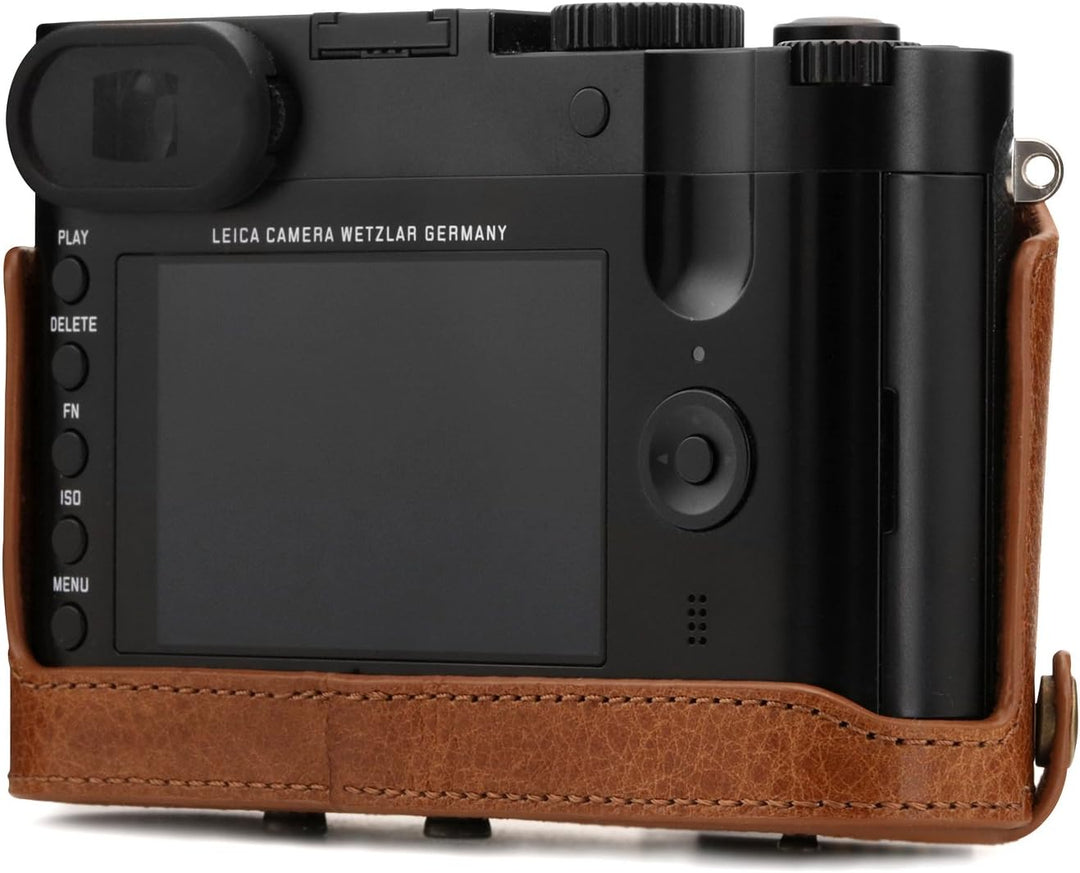 MegaGear MG1403 Leica Q-P, Q (Typ 116) Ever Ready Echtleder Kamera-Case mit Trageriemen - Braun, Bra