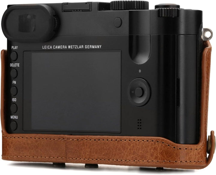 MegaGear MG1403 Leica Q-P, Q (Typ 116) Ever Ready Echtleder Kamera-Case mit Trageriemen - Braun, Bra