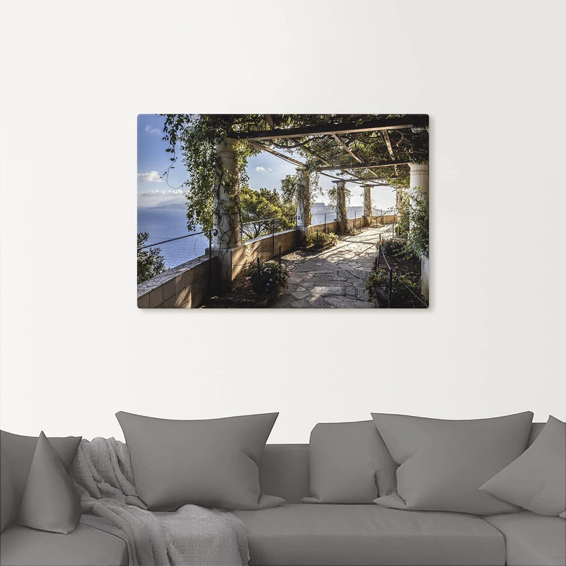 ARTland Leinwandbilder Wandbild Bild auf Leinwand 60x40 cm Ausblick Meer Strand Küste Garten Villa C