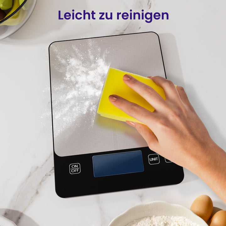 Digitale Küchenwaage, USB C Elektronik Küchenwaage, 15 kg Hochpräzise 1g/0.03oz Lebensmittelwaage, P