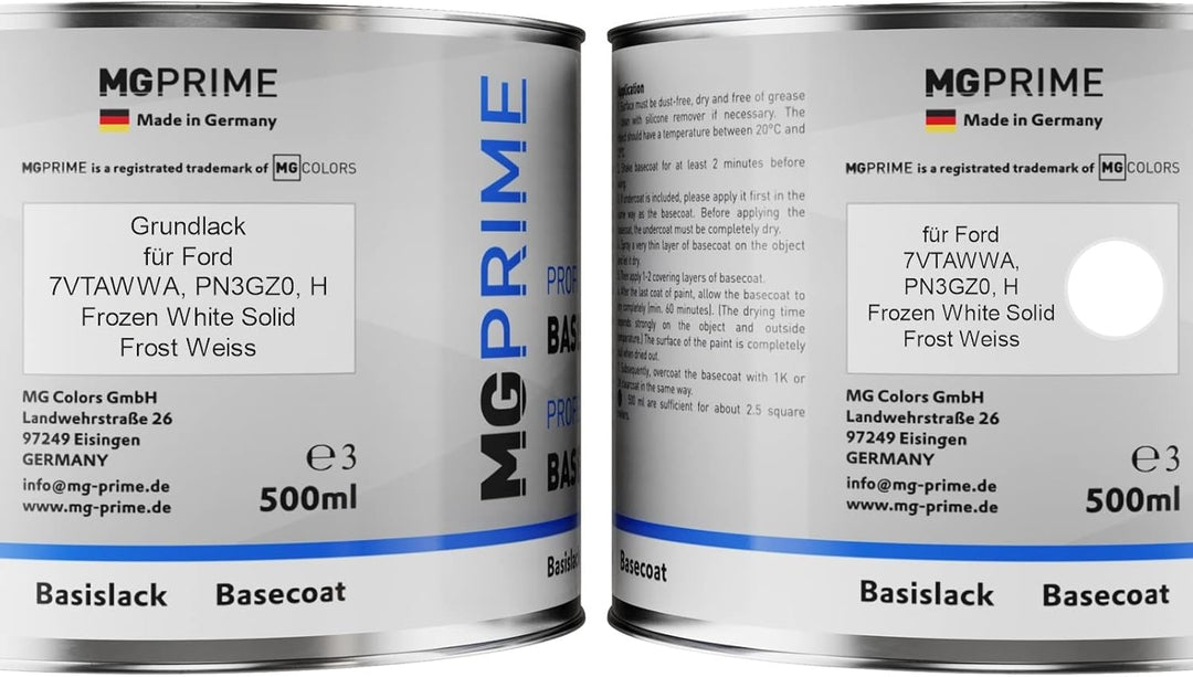 MG PRIME Autolack Dose Set für Ford 7VTAWWA / PN3GZ0 / H Frozen White Solid/Frost Weiss Grundlack Ba