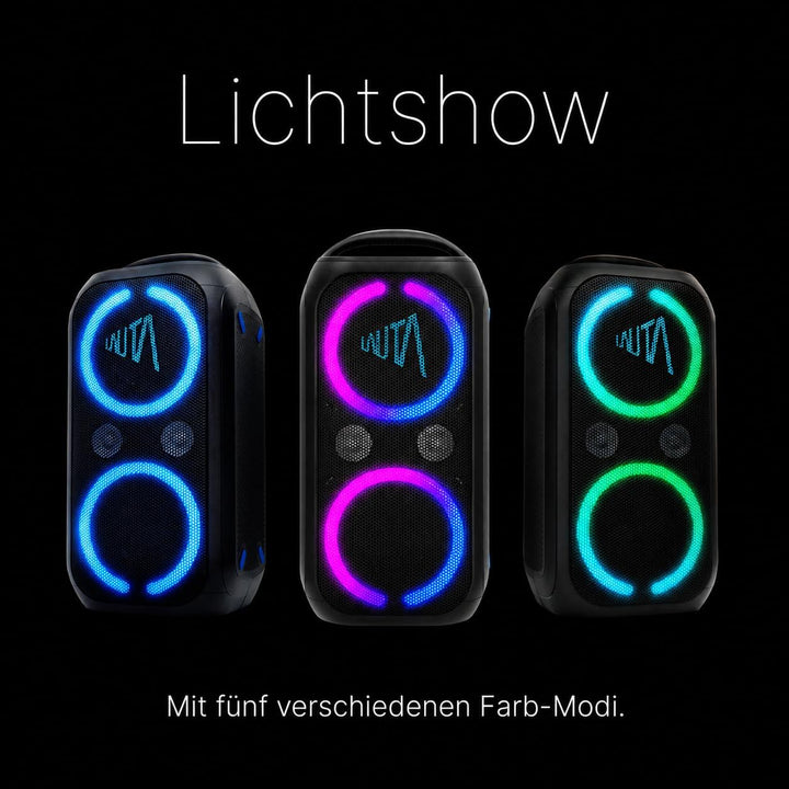 TechniSat LAUTA WUMMSBOX - Tragbarer Premium Bluetooth Lautsprecher mit LED-Lichteffekten (Bass Boos