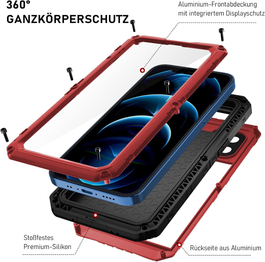 Beeasy für iPhone 12 Pro Max Wasserdicht Outdoor Hülle (6,7"), Stossfest Panzerhülle Militär 360 Gra
