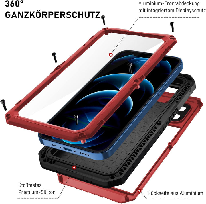 Beeasy für iPhone 12 Pro Max Wasserdicht Outdoor Hülle (6,7"), Stossfest Panzerhülle Militär 360 Gra