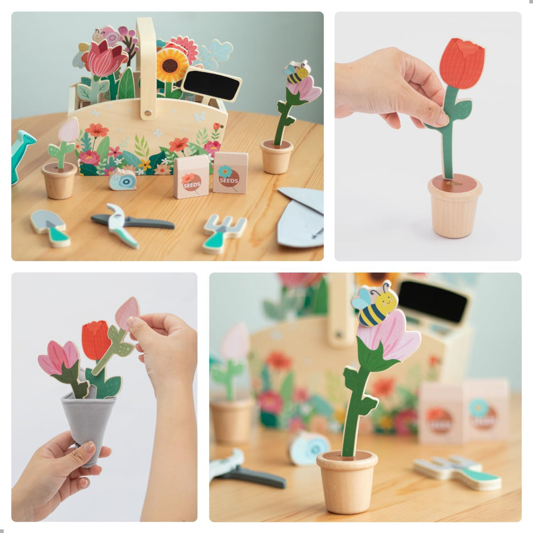 umu® Garten-Set aus Holz für Kinder mit Zubehör - Gartenspielzeug für Kinder, Gartengeräte-Set für M