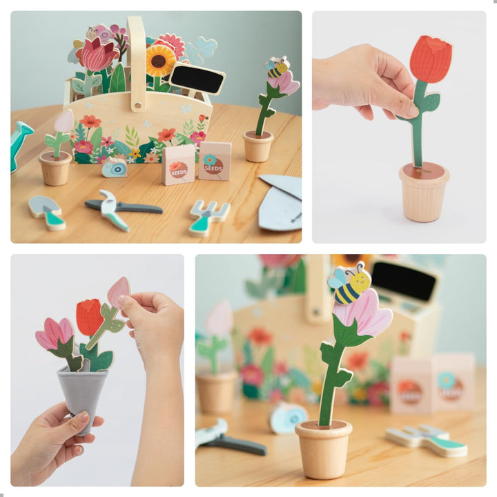 umu® Garten-Set aus Holz für Kinder mit Zubehör - Gartenspielzeug für Kinder, Gartengeräte-Set für M