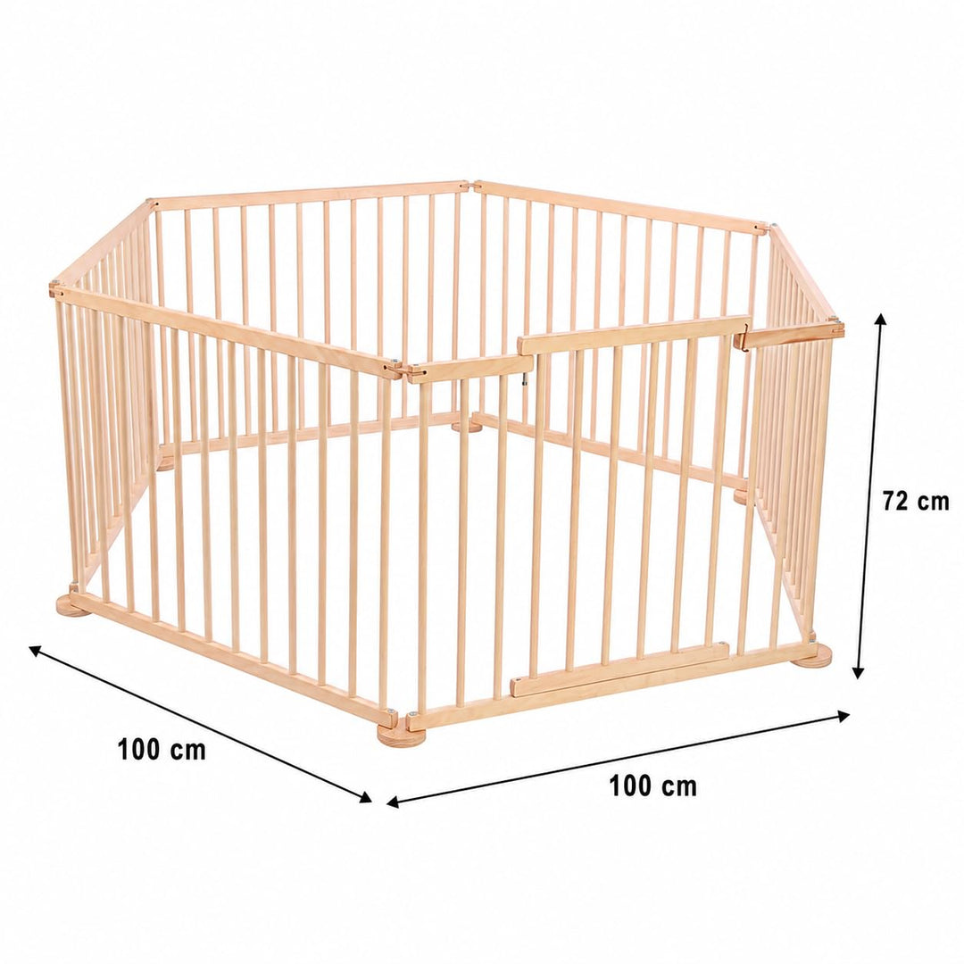 Spec-wood Baby Laufgitter klappbar ink. Tür XXL 92x74 cm aus Buchenholz - Laufstall Baby Holz mit Si