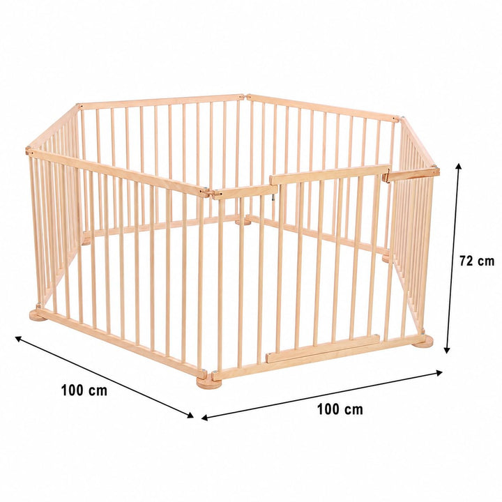 Spec-wood Baby Laufgitter klappbar ink. Tür XXL 92x74 cm aus Buchenholz - Laufstall Baby Holz mit Si