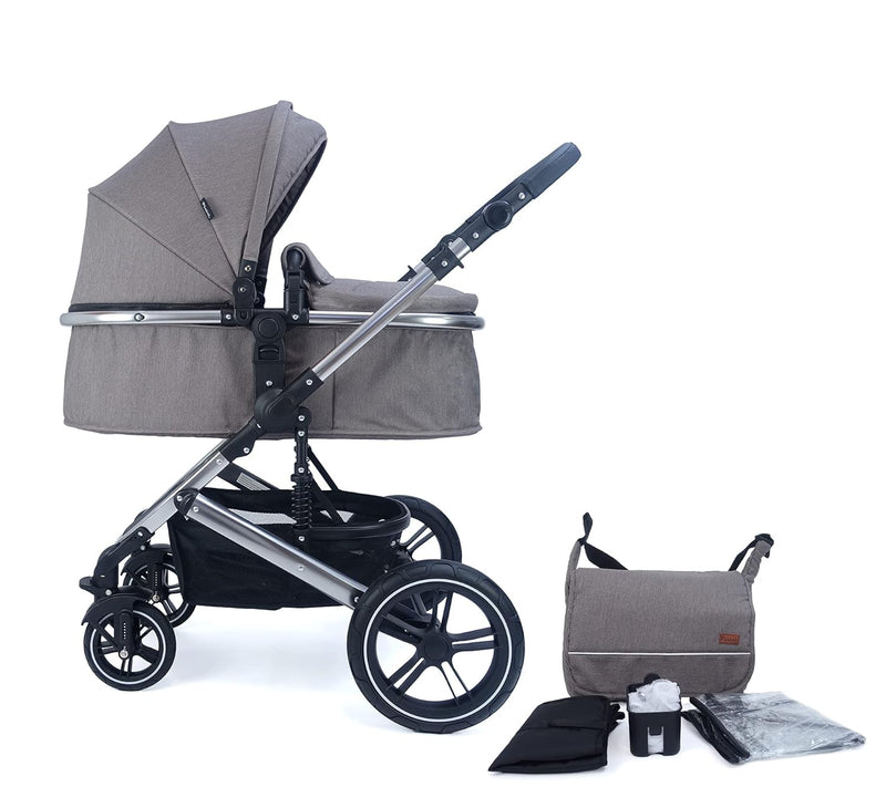 Pixini Neyla Kombi Kinderwagen mit Stoffwanne/Buggy/Wickeltasche/Getränkehalter/Regenplane/Mückennet