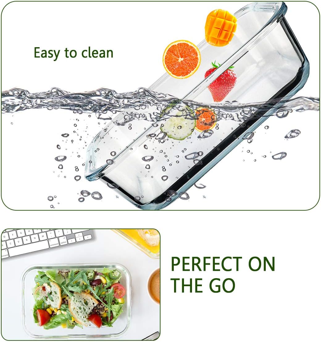 M MCIRCO 8 Packs 860 ml Glas-Frischhaltedosen Set für Lebensmittel, Spülmaschinen, Mikrowellen &amp; Gef