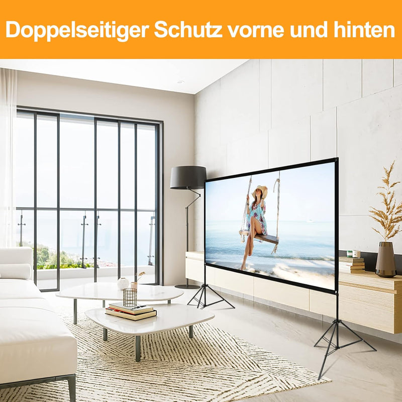 VISULAPEX 100" Leinwand Beamer HD 4K Stativleinwand, 160 Grad Betrachtungswinkel Beamer Leinwand mit