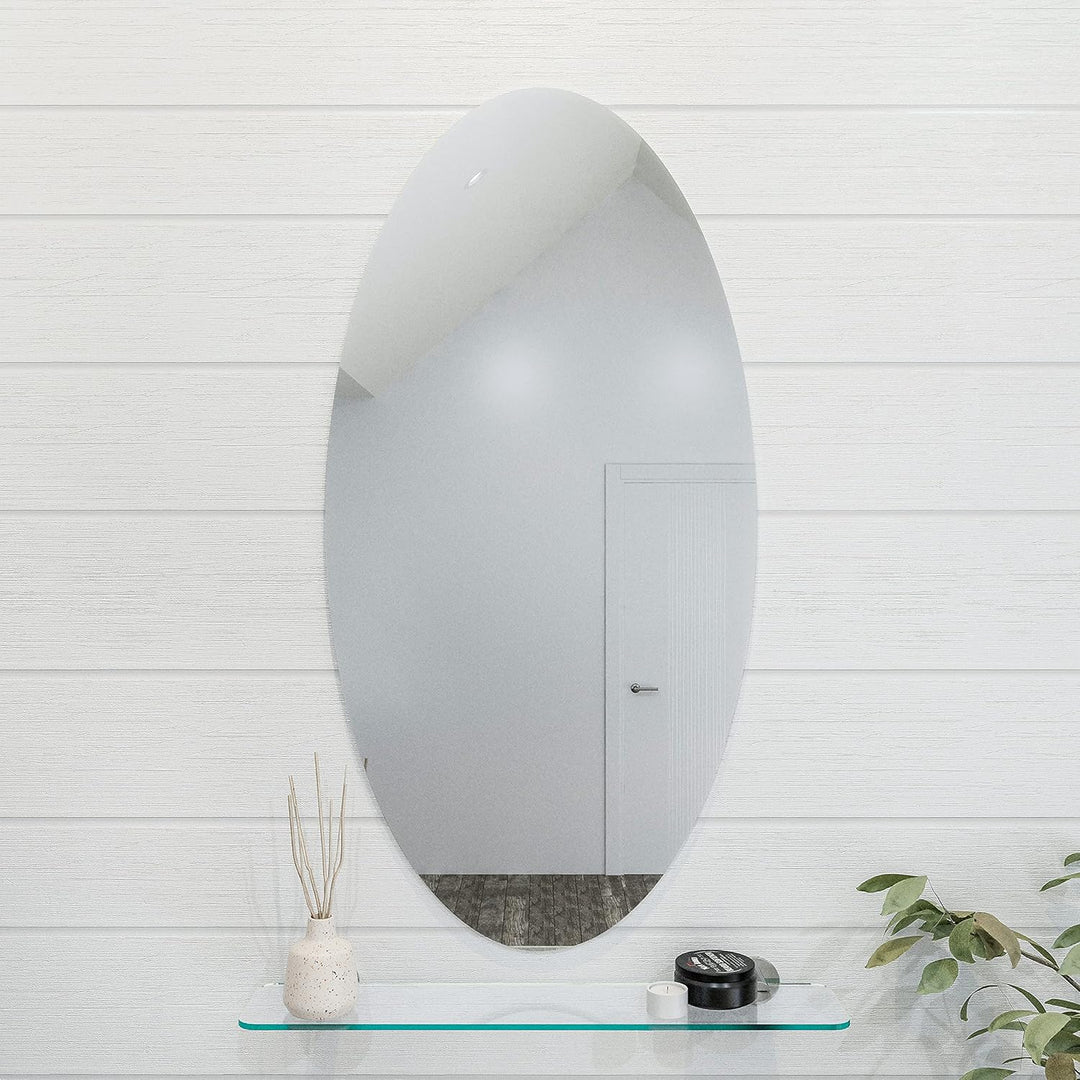Croydex Belham Badezimmerspiegel, oval Spiegel, Glas, Silber, Einheitsgrösse, Belham