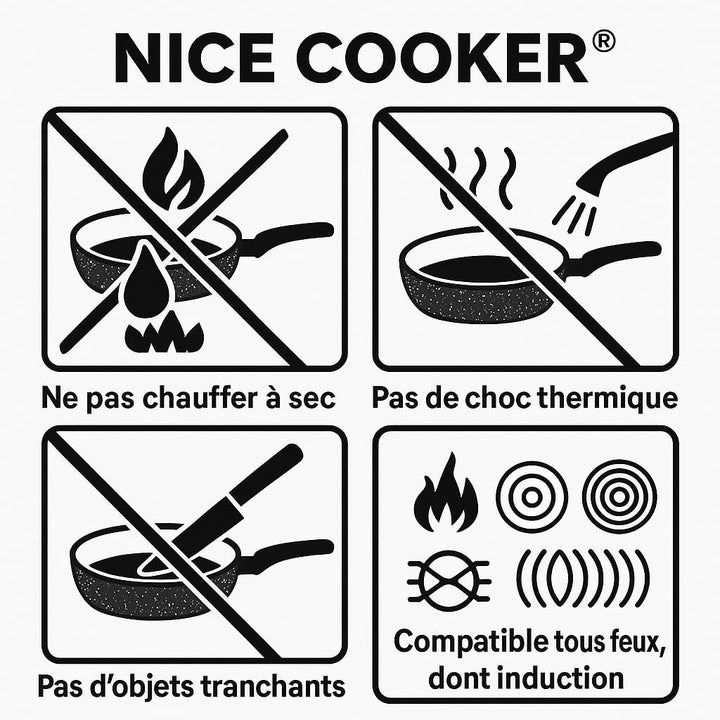 Nice cooker ® Roc-Tec® Serve/Slow Cooker Pfanne - Echte Steinpartikel - Antihaft - Alle Herdarten in