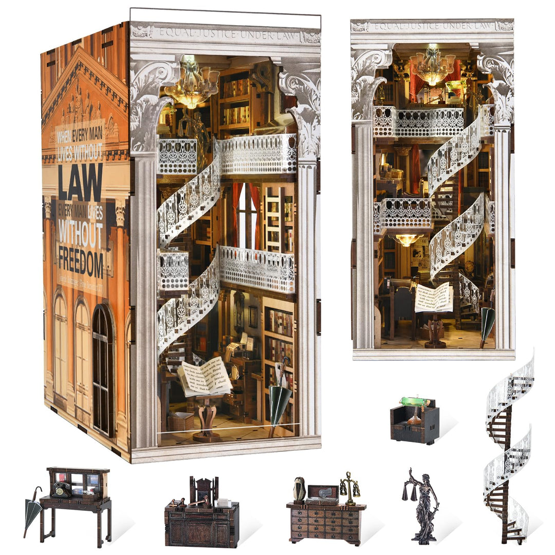 MiniCity Book Nook Kit, 3D Holzpuzzle Bücherstütze Bücherregal für Jugendliche und Erwachsene (Law L
