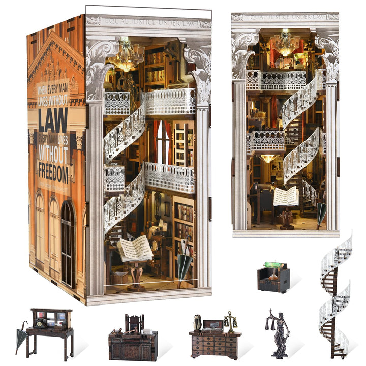 MiniCity Book Nook Kit, 3D Holzpuzzle Bücherstütze Bücherregal für Jugendliche und Erwachsene (Law L