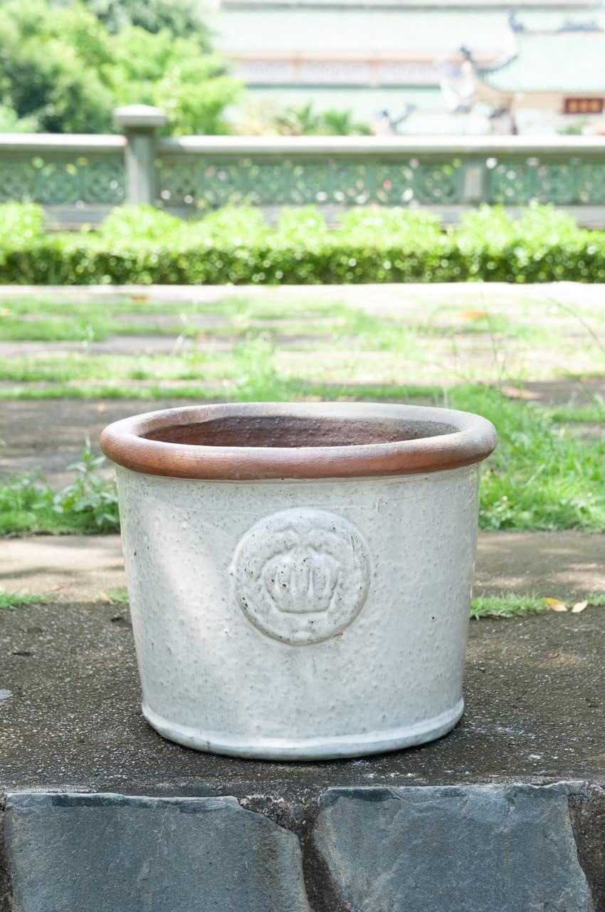 Teramico Pflanzgefäss Blumentopf Übertopf Krone Steinzeug glasiert Weiss Grau 34cm 45cm absolut Fros