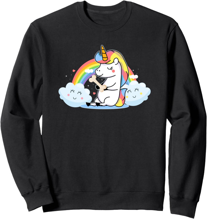 Einhorn Regenbogen Hund Biss Knochen - Lustiges Geschenk Sweatshirt