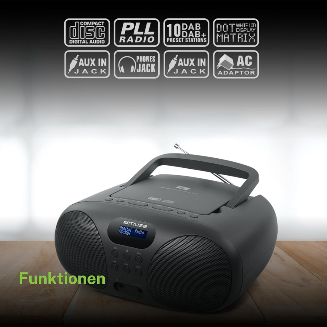 Muse MD-208DB-Radio/CD DAB+, MD208DB schwarz, schwarz