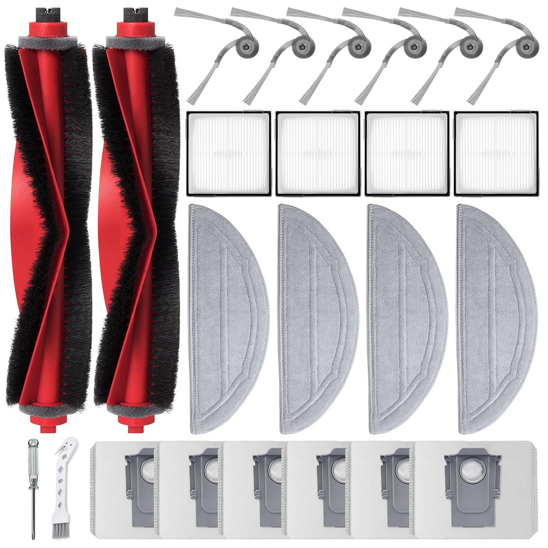 Zubehör für Roborock Q10 S5+ / Q10 X5+ Staubsauger, 2 Hauptbürsten, 4 HEPA-Filter, 4 Wischtücher, 6