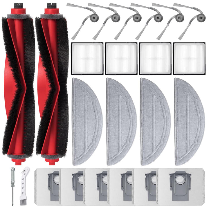 Zubehör für Roborock Q10 S5+ / Q10 X5+ Staubsauger, 2 Hauptbürsten, 4 HEPA-Filter, 4 Wischtücher, 6