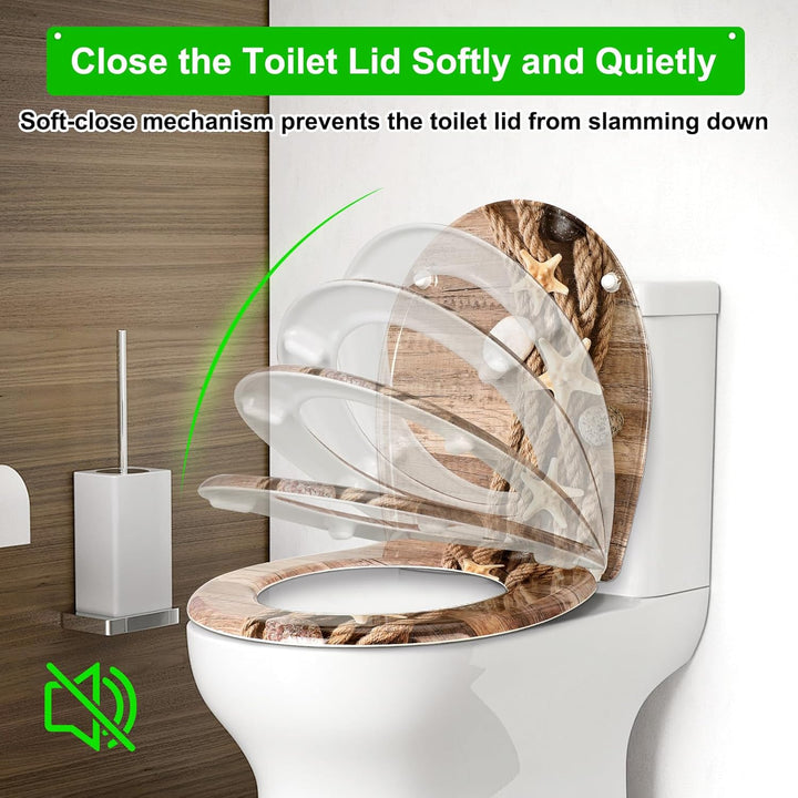 Premium WC-Sitz Toilettensitz mit Absenkautomatik, YOTOREE Toilettendeckel, O Form Duroplast Klodeck