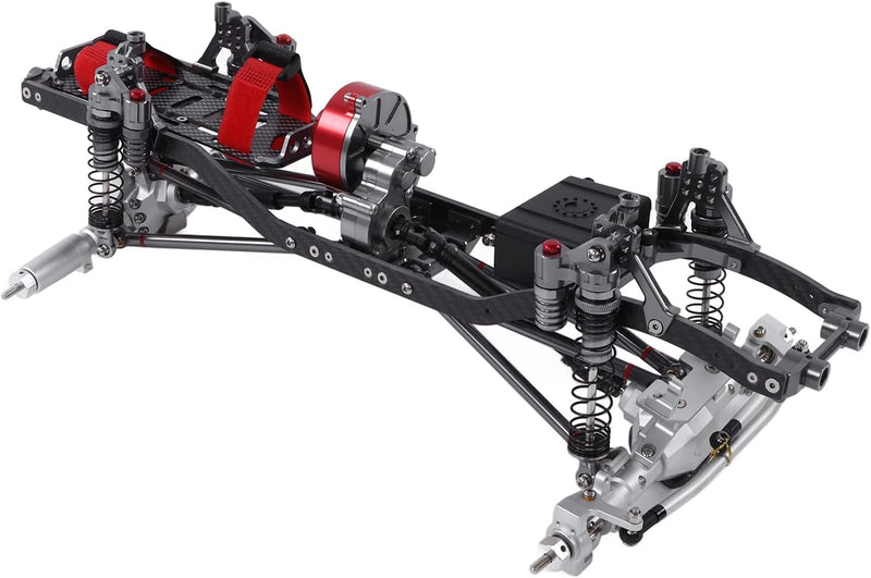 Dilwe RC Auto SCX10 Chassis Rahmenkit, 313mm Radstand, Kohlefaser + Alu, für SCX10 1/10 RC Crawler O