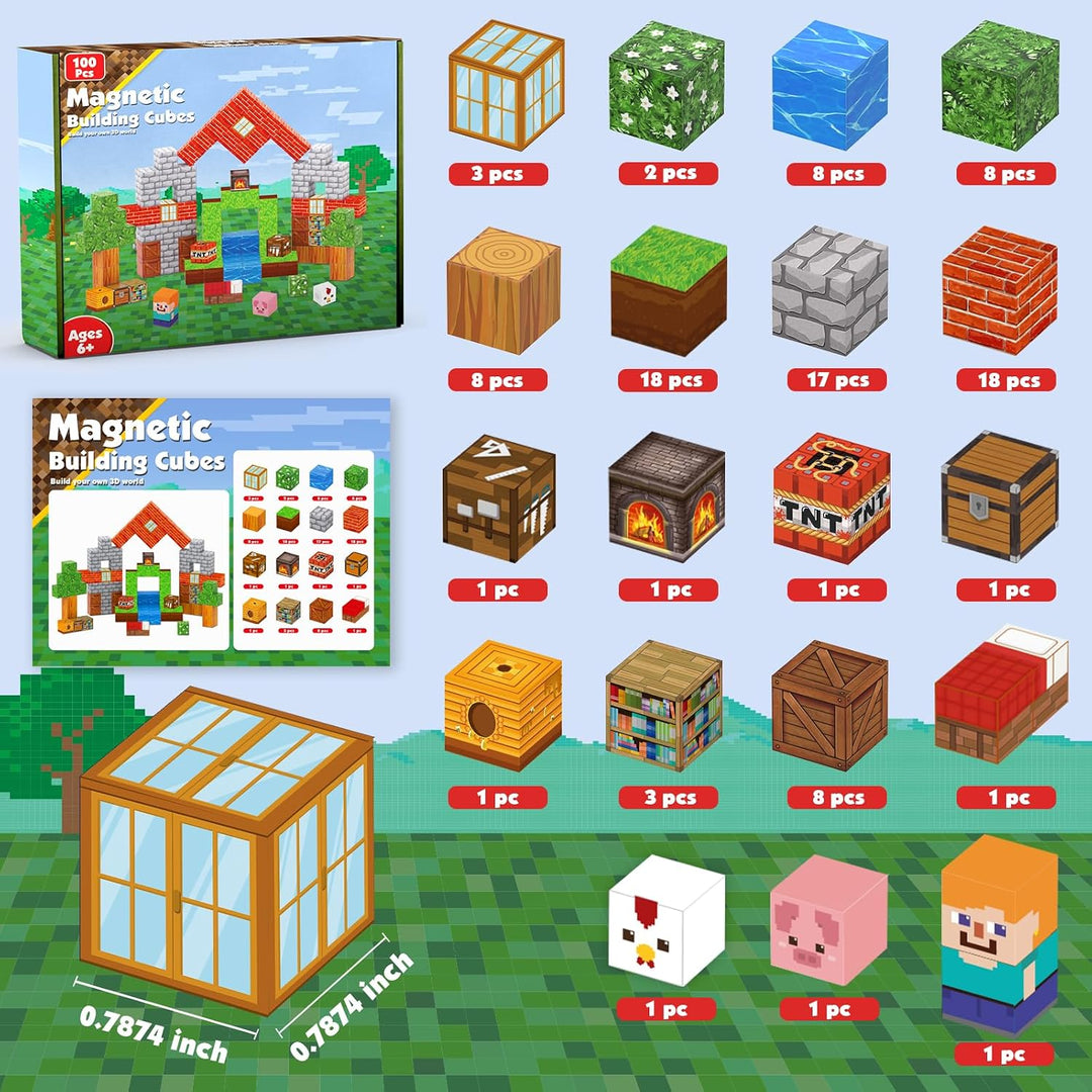 Goody King Magnetische Bausteine Bauspielzeug 100 Pcs Magnetbausteine für Kinder Montessori Kreative