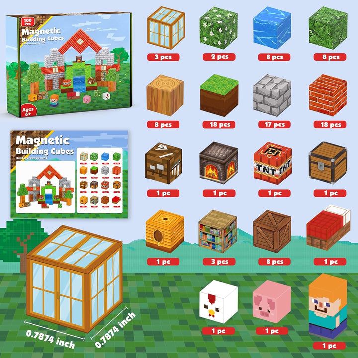 Goody King Magnetische Bausteine Bauspielzeug 100 Pcs Magnetbausteine für Kinder Montessori Kreative