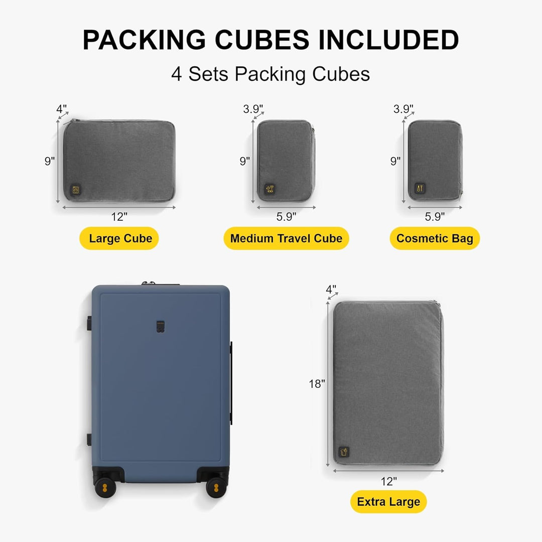 LEVEL8 Koffer Trolley Handgepäck mit Organizer Set 4-teilig, Leicht 100% PC TSA Zahlenschloss 8 Spin