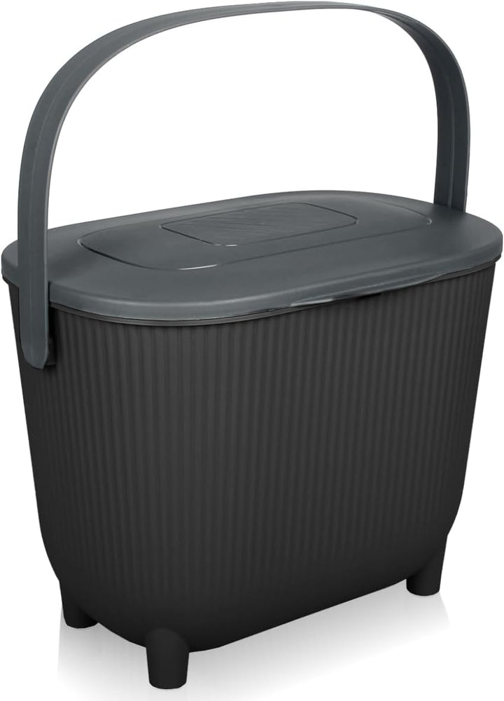 Premium Komposteimer 10L Küche Biomüll Behälter Bio Mülleimer mit Deckel und Aktivkohlefilter (Schwa
