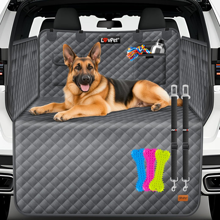 Lovpet Kofferraumschutz mit Seiten- und Ladekantenschutz Hundedecke für Auto-Rückbank mit Sichtfenst