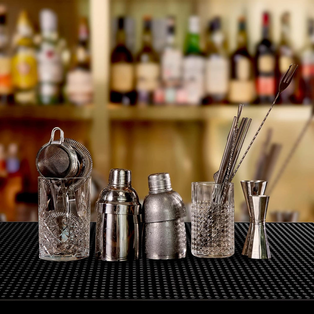 Bar-Servicematte für Cocktail-Barkeeper, PVC, 45,7 x 30,5 cm, Schwarz, 2 Stück