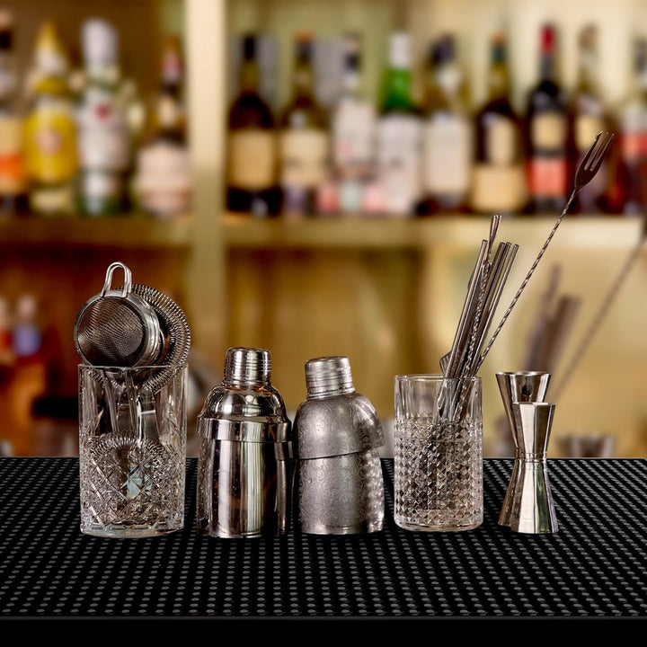 Bar-Servicematte für Cocktail-Barkeeper, PVC, 45,7 x 30,5 cm, Schwarz, 2 Stück