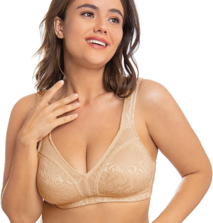 Wingslove Damen Minimizer BH ohne Bügel Grosse Brüste Bügelloser Entlastungs Breite Träger Vollfigur