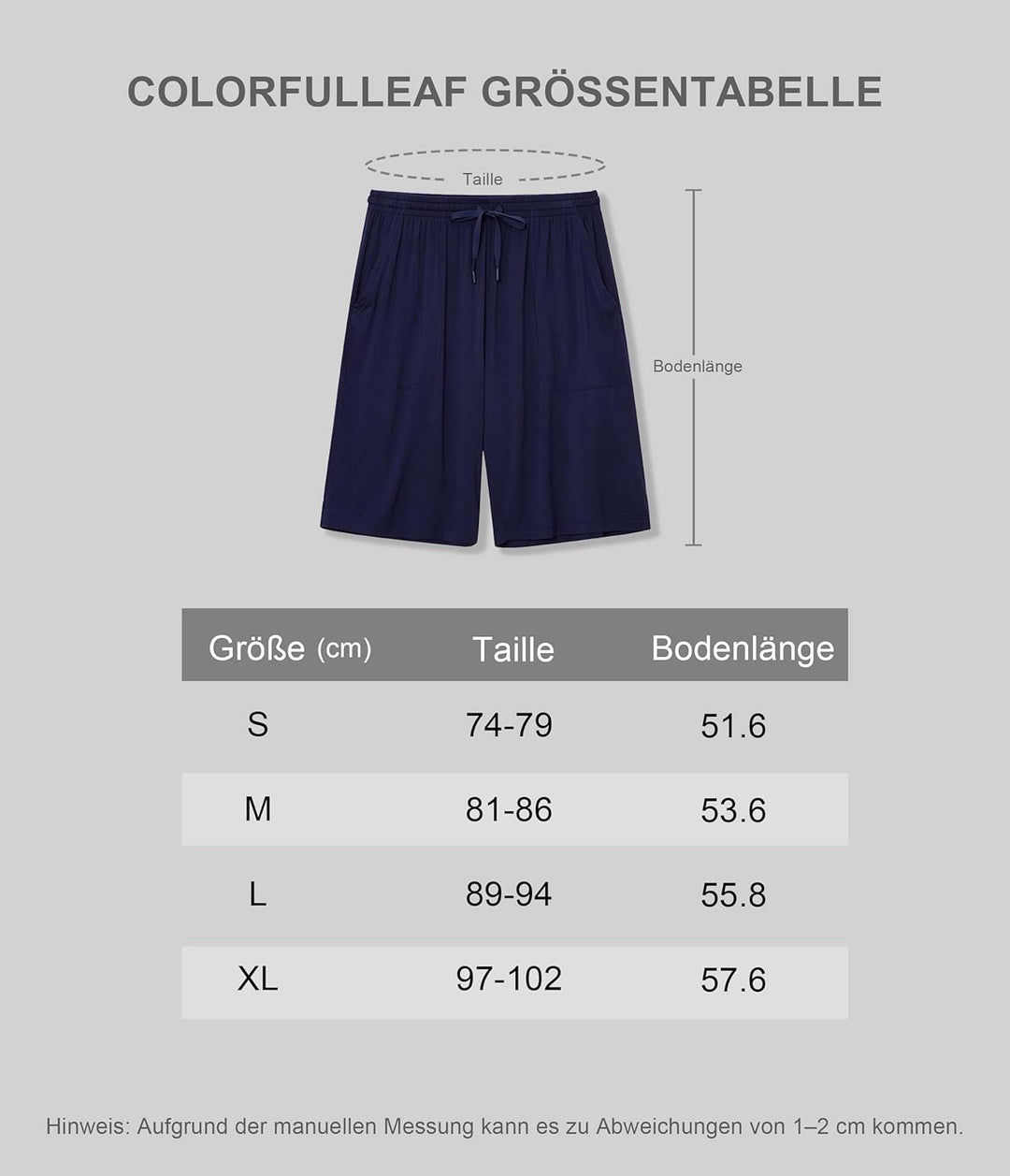 COLORFULLEAF 2er/3er Pack Schlafanzughose Herren Kurz Bambus Pyjamahose Schlafhose Weich Sommer Frei