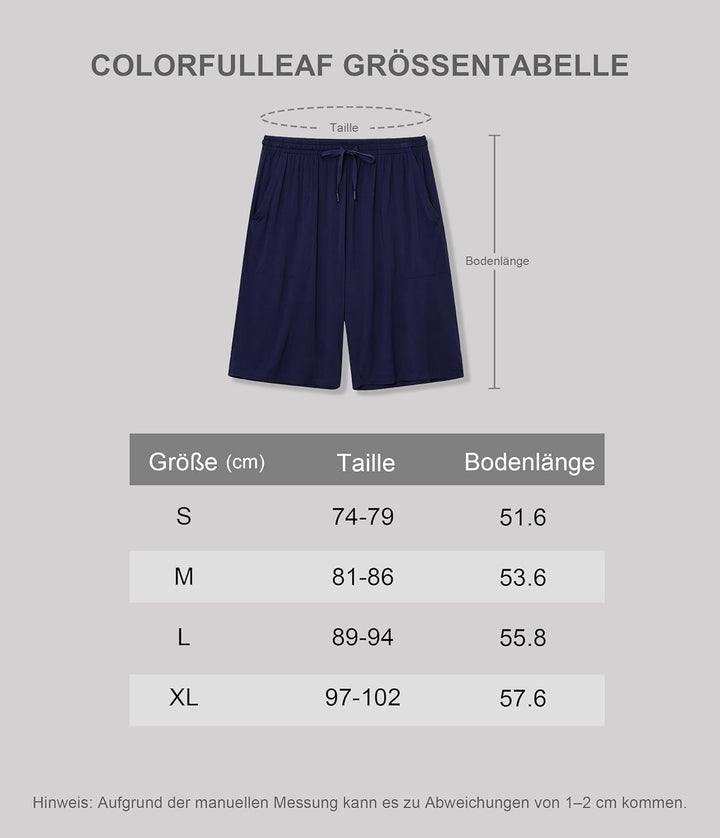 COLORFULLEAF 2er/3er Pack Schlafanzughose Herren Kurz Bambus Pyjamahose Schlafhose Weich Sommer Frei