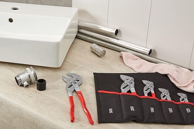 Knipex Zangenschlüssel-Set 5-teilig 00 19 55 S4 & Cobra® XL, Wasserpumpenzange | Rohrzange, gross, C