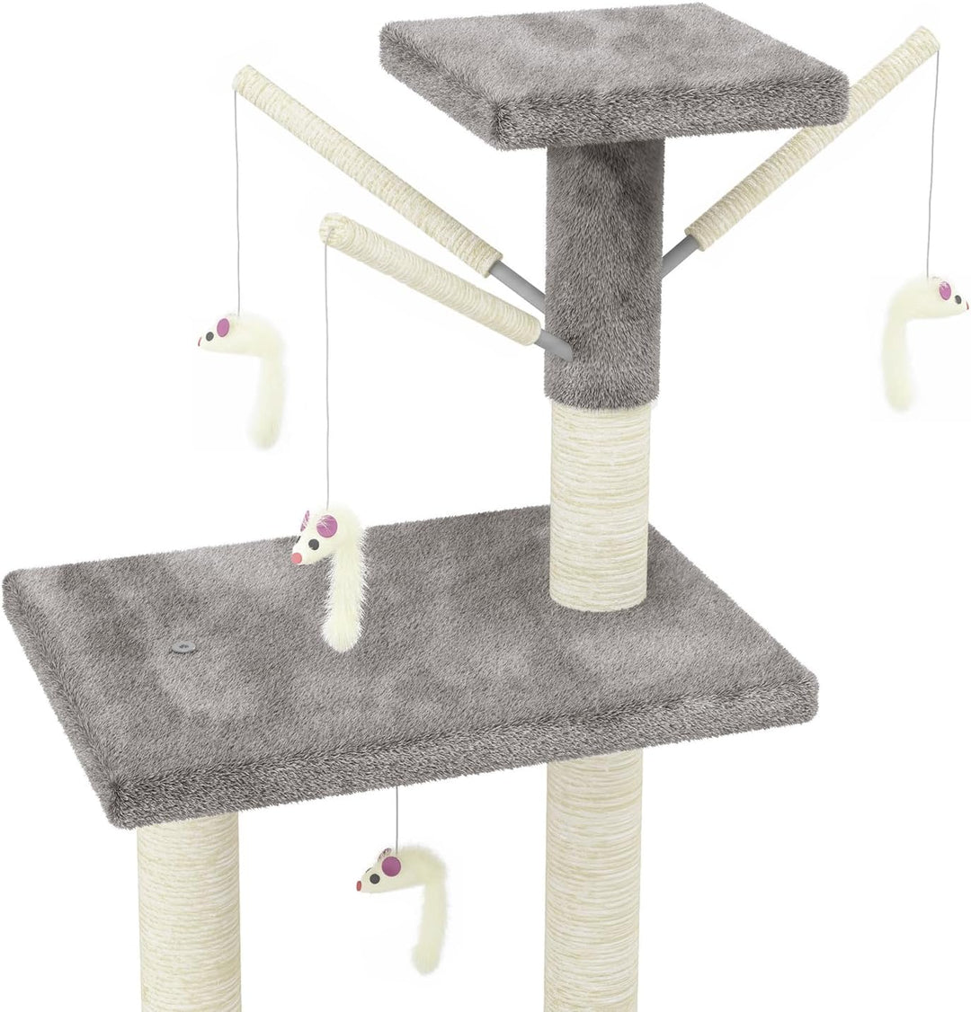 Beltom® KRATZBAUM KATZENKRATZBAUM KLETTERBAUM KATZENBAUM SPIELBAUM 140 cm. Park Spiele - Grau, Grau