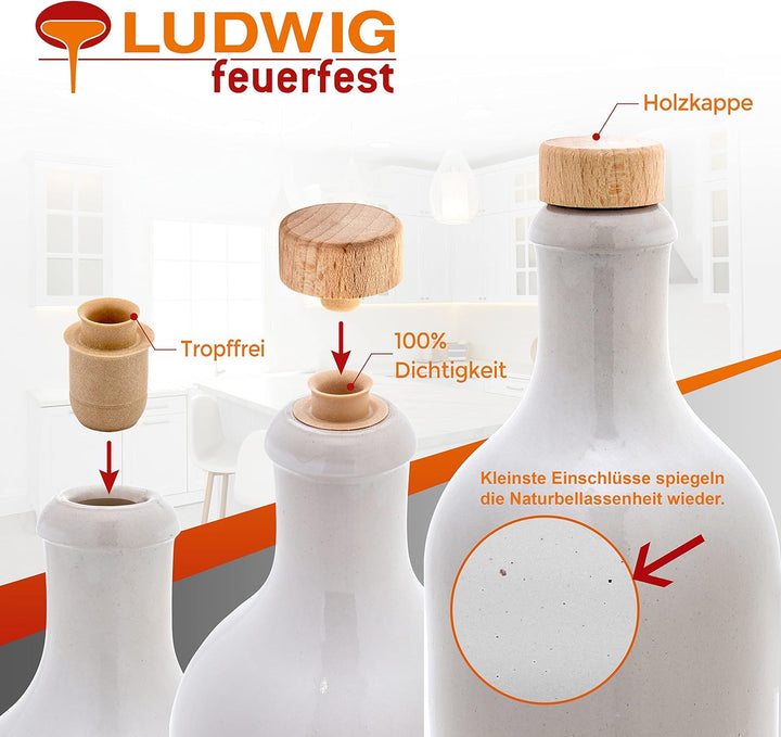 Kaminfix Essig &amp; Öl Spender - Flasche mit Ausgiesser, 2er Geschenkset für Feinschmecker handgefertig