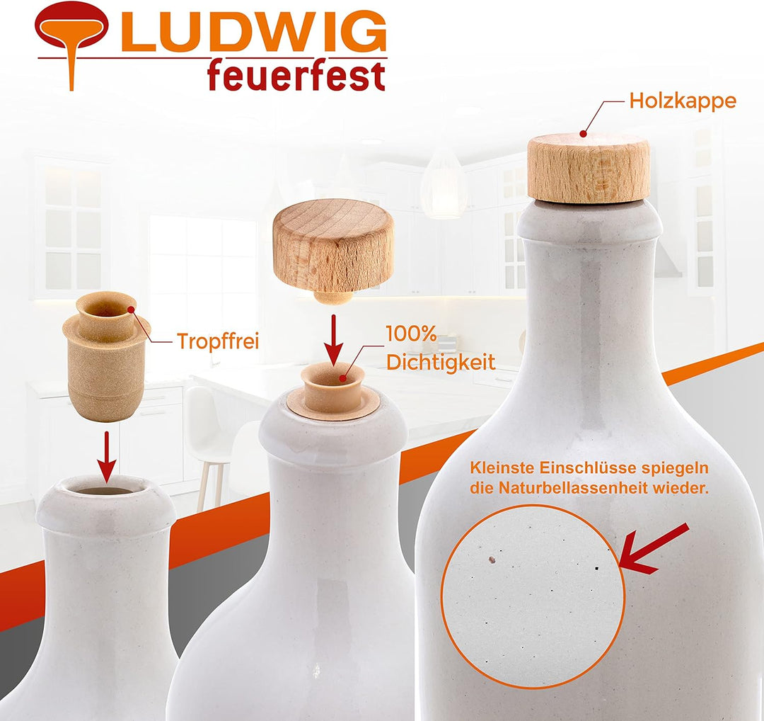 Kaminfix Essig &amp; Öl Spender - Flasche mit Ausgiesser, 2er Geschenkset für Feinschmecker handgefertig