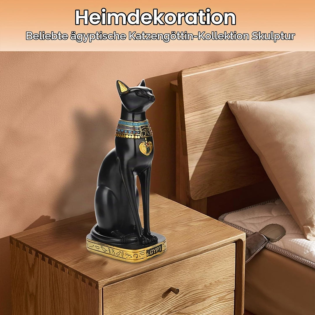 HERCHR Ägyptische Katzenstatue, Bastet-Katze Bastet Katze, Schwarze Katzenfiguren Sammler-Skulptur F