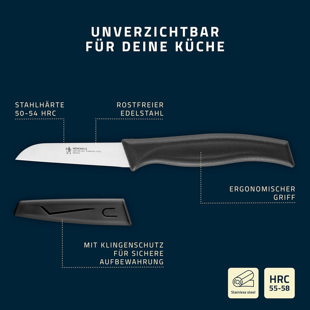 HENCKELS by ZWILLING Elements Messerset 3-tlg, Universal-, Gemüse- und Schälmesser, Schwarz