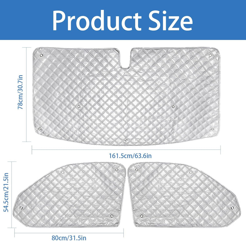 3 Stück Thermomatte Fahrerhaus Innen, Sonnenschutz Auto Frontscheibe Ersatz für VW Transporter T5 T6