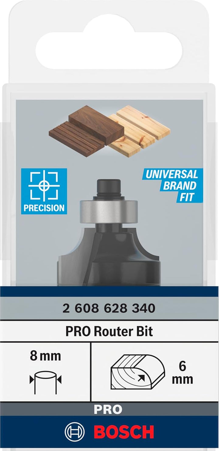 Bosch Accessories Professional Abrundfräser Standard for Wood (für Holz, Radius 6 mm, Arbeitslänge 1