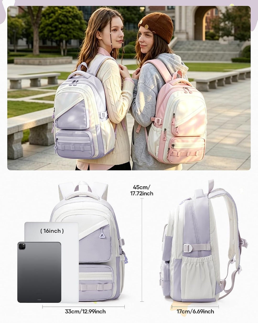 Schulrucksack Mädchen Teenager Rucksack Schule Mädchen Gross Schultasche Schulranzen für Weiterführe
